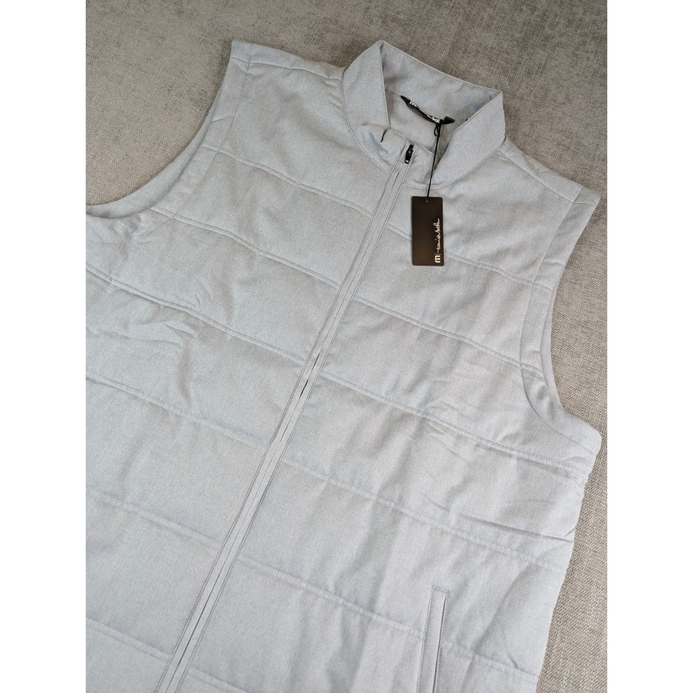 NWT Travis Mathew Vest Men XXL Heather Sleet Interlude Puffer Zip Pockets Golf